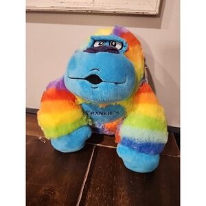 Nanco Rainbow FRANKIE'S Plush Gorilla Rainbow Striped 10" NWT Blue Heart